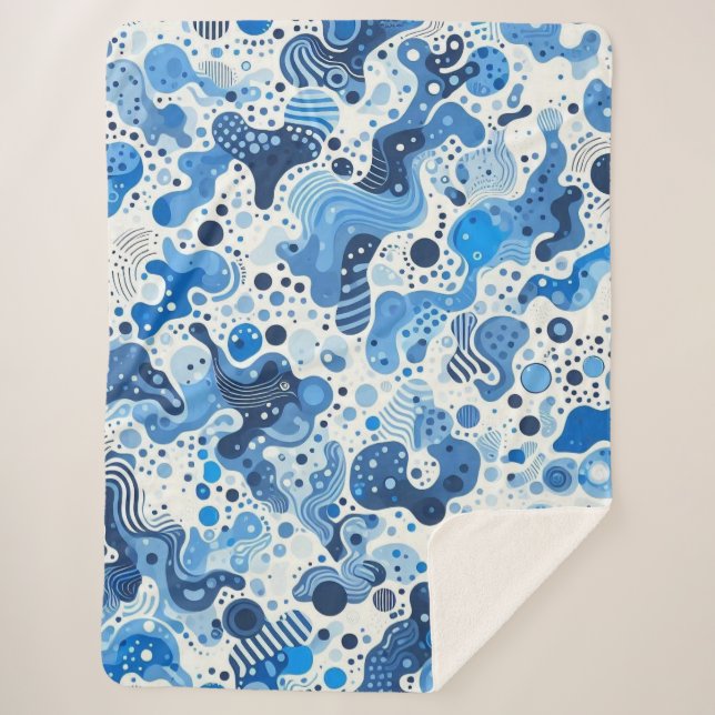 Crazy Blankets - Abstract Blue Organic Shapes Blan (Front)