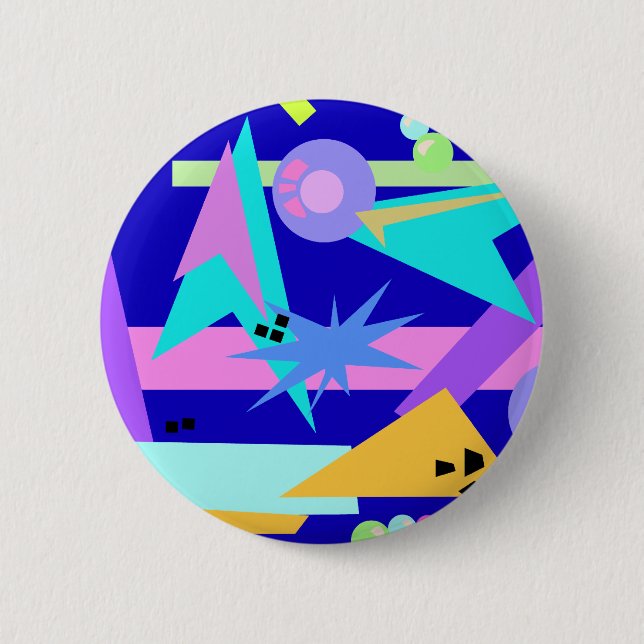 Crazy Blue Eighties Pattern 6 Cm Round Badge (Front)
