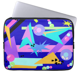 Crazy Blue Eighties Pattern Laptop Sleeve