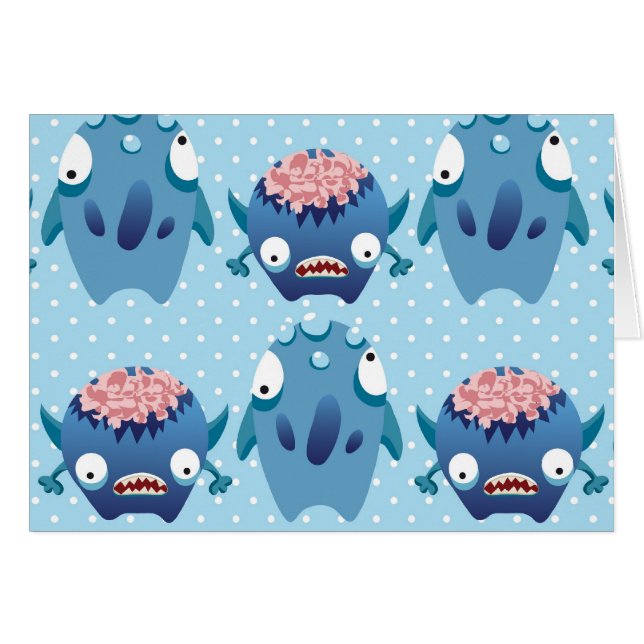 Crazy Blue Monsters Fun Creatures Gifts for Kids (Front Horizontal)