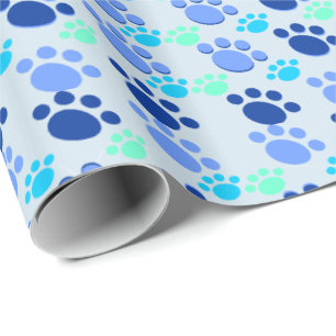 Crazy Blue Paw Wrapping Paper
