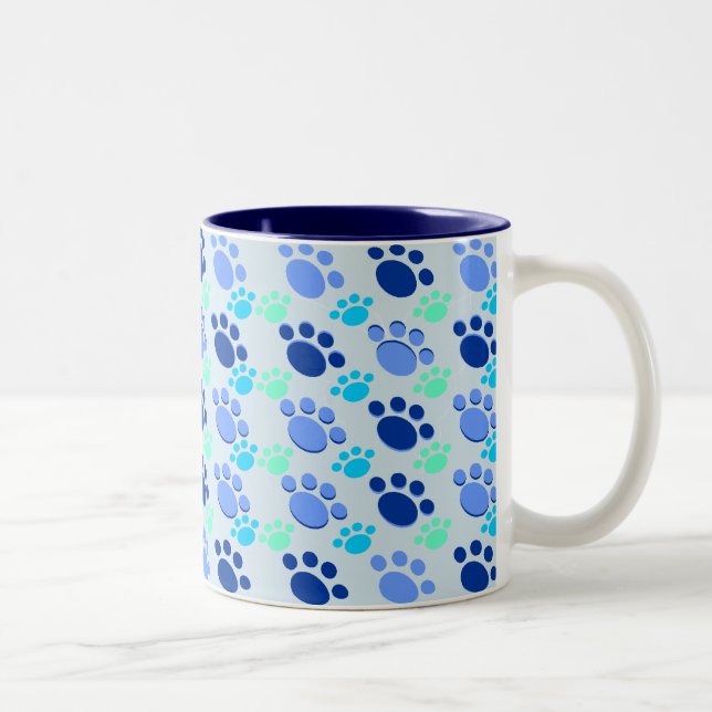Crazy Blue Paws Mug (Right)