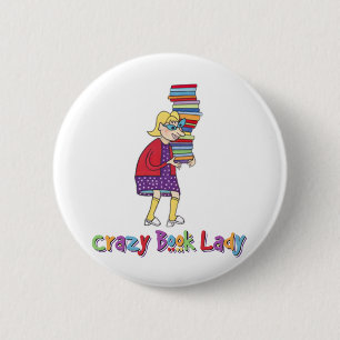 Crazy Book Lady 6 Cm Round Badge