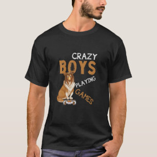 Crazy Boys Playing Games Videogame Afghan Hound Do T-Shirt