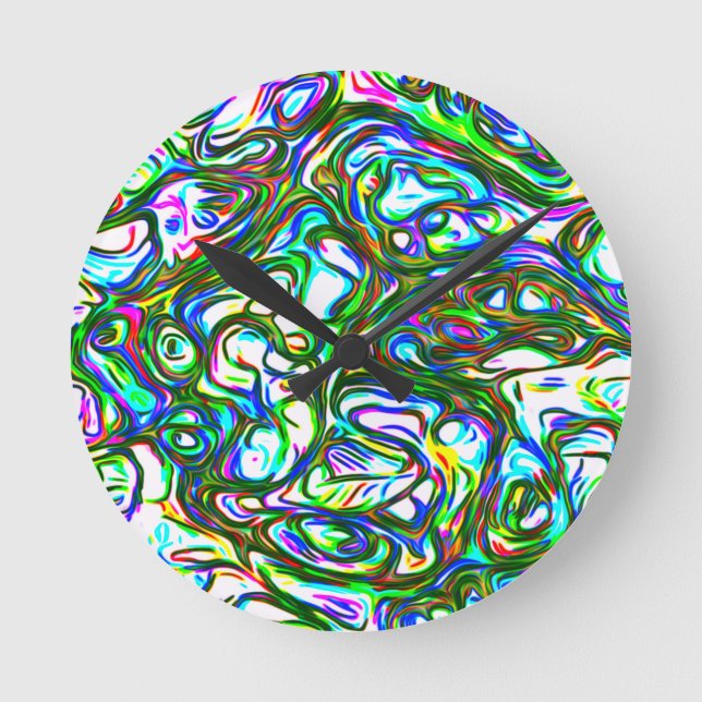 Crazy Brightly Coloured  Round Clock (Front)