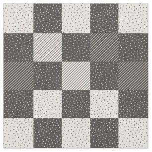 Crazy Buffalo Check in Near Black and Cream Fabric