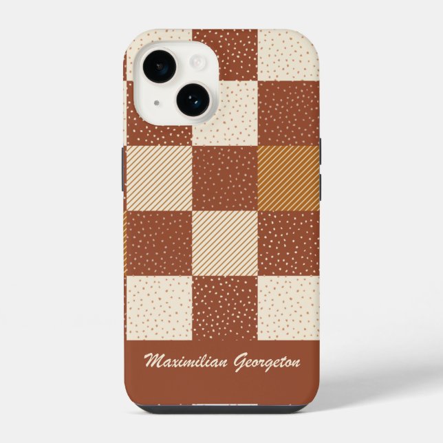 Crazy Buffalo Check in Rustic Earthtones iPhone Case (Back)