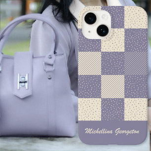 Crazy Buffalo Check in Soft Purple and Cream Case-Mate iPhone 14 Case