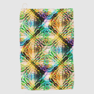 Crazy burnt colourful texture, abstract squares    golf towel