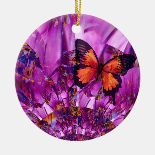 Crazy Butterfly Wings Ceramic Tree Decoration (Front)