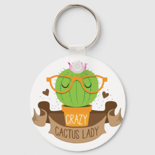 crazy cactus lady banner key ring
