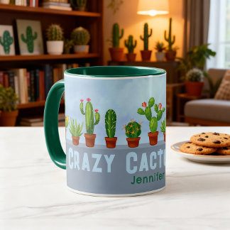 Crazy Cactus Lady Mug with Custom Name
