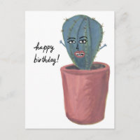 Crazy Cactus Lady Watercolor HAPPY BIRTHDAY