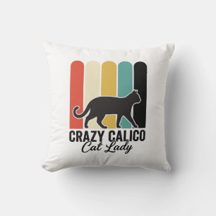 Crazy Calico Cat Lady Vintage Retro Cat Design_1 Cushion