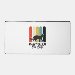 Crazy Calico Cat Lady Vintage Retro Cat Design_1 Desk Mat