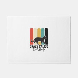 Crazy Calico Cat Lady Vintage Retro Cat Design_1 Doormat