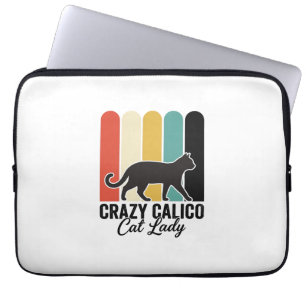 Crazy Calico Cat Lady Vintage Retro Cat Design_1 Laptop Sleeve