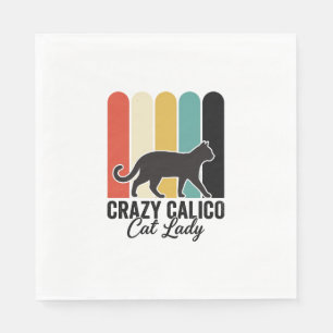 Crazy Calico Cat Lady Vintage Retro Cat Design_1 Napkin