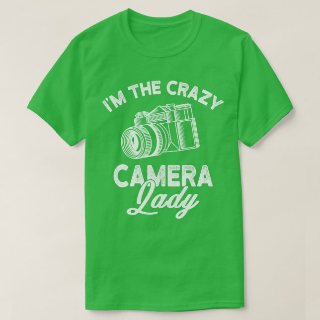 Crazy Camera Lady Funny Gift T-Shirt (Design Front)
