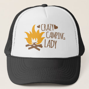 Crazy Camping Lady Trucker Hat