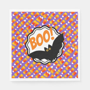 Crazy Candy Corn Black Bat Boo! Napkin