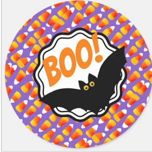 Crazy Candy Corn Black Bat Boo! Square Sticker