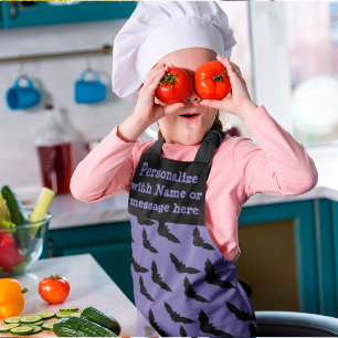 Crazy Candy Corn Scary Black Bat Halloween Apron