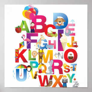 crazy cartoon alphabet framed print