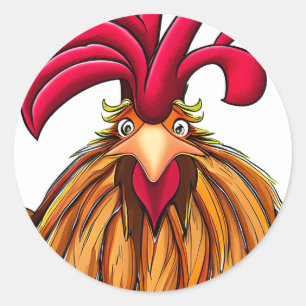 Crazy Cartoon Chicken  Classic Round Sticker