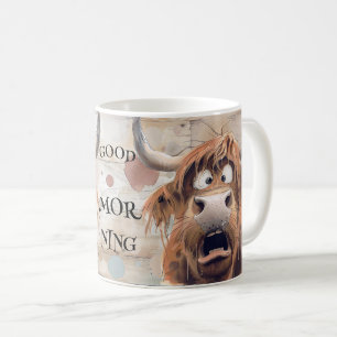 Crazy Cartoon Highland Cow Coffee Mug