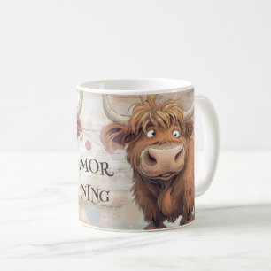 Crazy Cartoon Highland Cow Coffee Mug