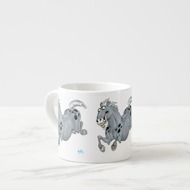 Crazy Cartoon Horse Espresso Mug (Front Left)