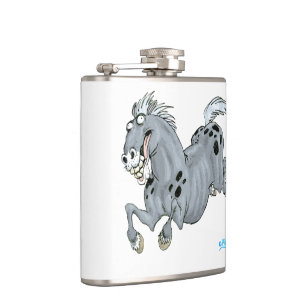 Crazy Cartoon Horse Hip Flask