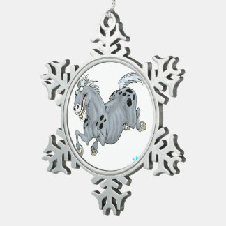 Crazy Cartoon Horse Pewter Ornament