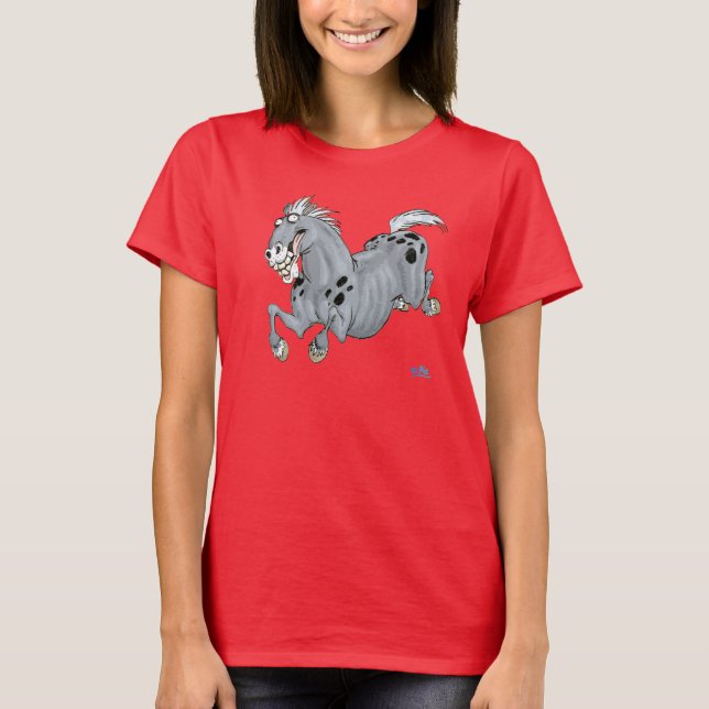 Crazy Cartoon Horse Women T-Shirt (Front)