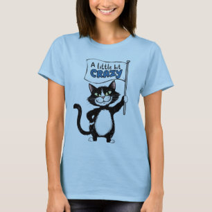 Crazy cat, Black and white cat lovers T-Shirt