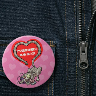 Crazy Cat Custom Text Funny Catnip Obsession 7.5 Cm Round Badge