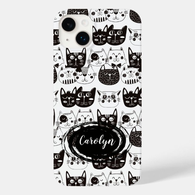 Crazy Cat Faces Pattern Case-Mate iPhone Case (Back)
