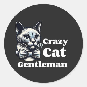 Crazy Cat Gentleman – Funny Feline Classic Round Sticker