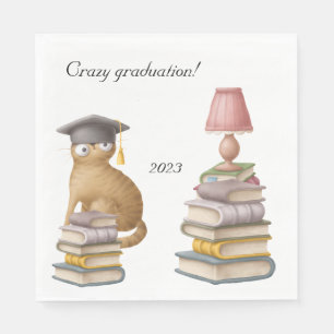 Crazy cat graduation 2023 napkins