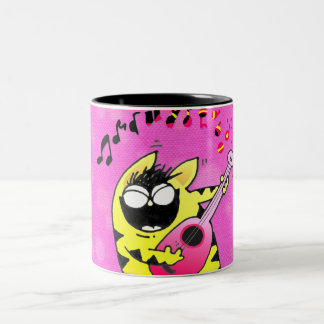 Crazy Cat Guitarist Two-Tone Coffee Mug