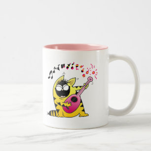 Crazy Cat Guitarist Two-Tone Coffee Mug