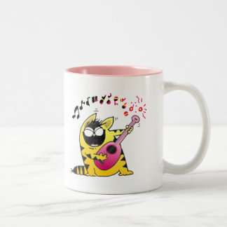 Crazy Cat Guitarist Two-Tone Coffee Mug
