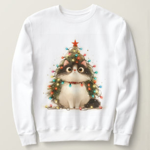 Crazy Cat In Christmas Lights Funny Cat Sweatshirt