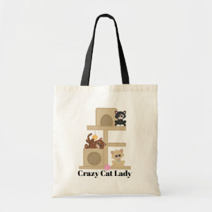 Crazy cat lady add name message tote bag