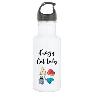 Crazy Cat Lady and 4 Cute Cats 532 Ml Water Bottle