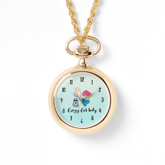 Crazy Cat Lady and 4 Cute Cats Watch (Front)