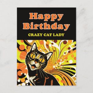 Crazy Cat Lady Birthday Holiday Postcard