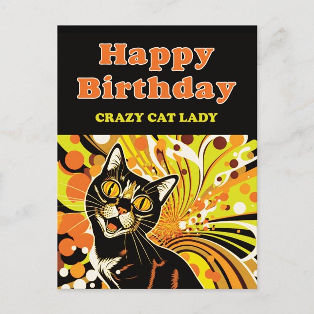 Crazy Cat Lady Birthday Holiday Postcard (Front)
