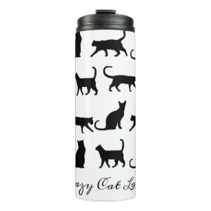 Crazy Cat Lady Black Cat Silhouettes Thermal Tumbler